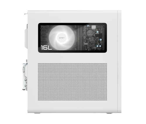 Image of HP OMEN 16L Gaming Desktop, NVIDIA GeForce RTX 3050 Graphics, Intel Core i5-14400F 10-Core Processor, 32GB DDR5 RAM 1TB SSD, Windows 11 Pro Tower Computer, Docking Station, Snow White
