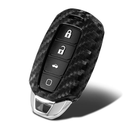 Coque de clé en silicone pour Hyundai KONA antichoc effet carbone 4 boutons