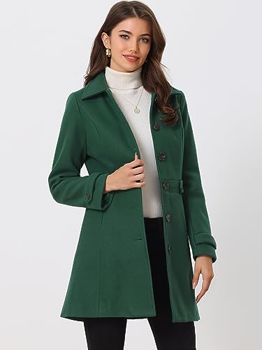 Image of Allegra K Women's Winter Classic Overcoat with Pockets Single Breasted Coat | Soft pea coat, Fully lined outerwear, Trendy, Fall office peacoat, Warm casual holiday everyday wear,
