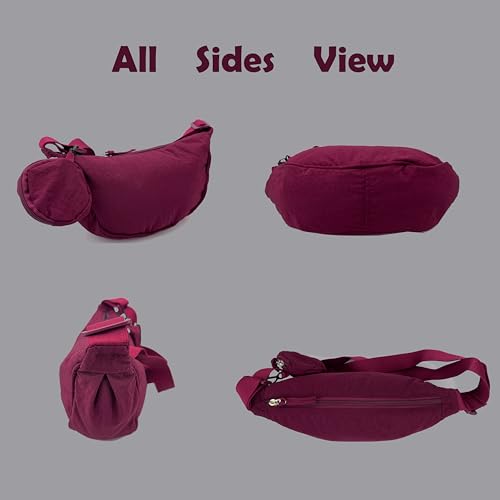 Image of Crossbody Bag with Coin Purse Hobo Sling Crescent Bag Women Men Trendy Small Nylon Shoulder Bag Purse Adjustable Strap