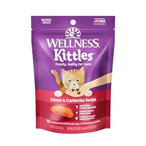 Wellness Kittles Natural Grain Free Cat Treats, Salmon & Cranberries, 6-Ounce Bag