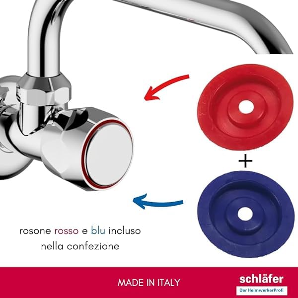 3431310 Schläfer | Robinet mural simple pour salle de bain et cuisine Robinet pour évier avec bouton rond, Robinet mural 1/2 eau froide pour évier, bec pivotant en U x 180 mm, chrome et argent