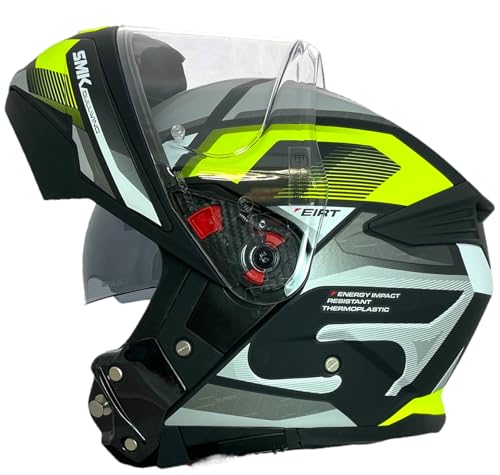 SMK Helmets Casco Modular GULLWING Venture Decorado Mate Blanco Y Amarillo 22.06 con Doble Visor P/J (M 57/58)