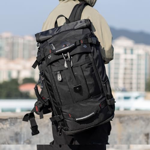 Image of YOUMIAN Large Capacity For Travel Hiking Sports Carry On Backpack Durable Convertible Duffle Bag Laptop airplane (BLack, 45L-Normal)