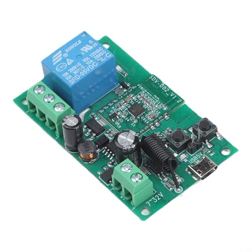 Vibsky Módulo de relé inteligente WiFi RF 5V-32V para eWeLink, admite modos momentáneos y autobloqueo, para compatible con Alexa, control remoto temporizado,