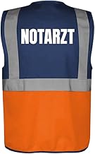 Fassbender-Druck WARNWESTEN - Sicherheitsweste GELB mit Taschen und Reißverschluss nach EN ISO 20471 zertifiziert - Warn Weste für NOTARZT - Unisex mit hochwertigem Reflektorstreifen