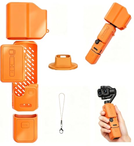 Twaxl DJI OSMO Pocket 4P ��p �V���R���S�ʕی�P�[�X�i���M�݌v�E�h���E�ϗ����E�x�[�X�t���E�O���b�v������j (Orange)