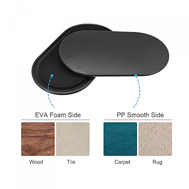 uxcell Exercise Core Sliders, Oval Glider Discs with Feet Covers, Dual Sided Usage in Home Gym for Full Body Workout