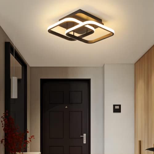 NUODIFAN Lampa sufitowa LED, 2 sztuki, 3000 K/4000 K, 5000 K, regulowana, do sypialni, korytarza, kuchni, salonu, na balkon, Ø 27 cm, czarna