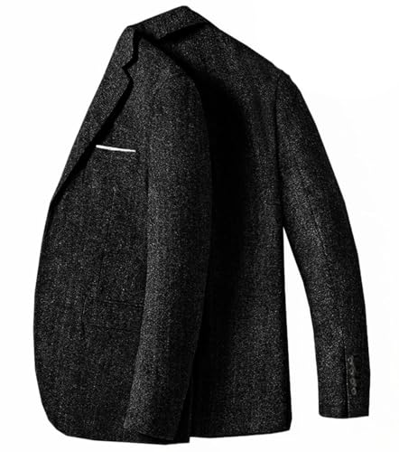 VENNYNG Men Tweed Suit Jacket Knit Herringbone Sport Coat Single Breasted Formal Dress Blazers