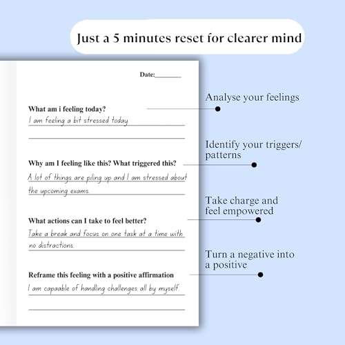 Image of Feelings Journal Guided Journaling Kit | 4 Month Undated Wellness Journal | Guided Prompts for Self-Love, Build Confidence & Mindful Growth | Free Stickers & Bookmark | Blue & Pink Colour (Pack of 2)