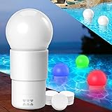Floating Pool Chlorine Dispenser,Spa Chemical Chlorine Floater with Solar Colorful Pool Ball Light,E
