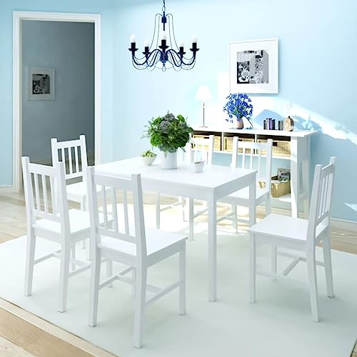 Vetnasa Set de Comedor Siete Piezas Madera de Pino Mobiliario, Conjuntos de Muebles, Conjuntos de Muebles para cocinas y comedores 37,65 KG