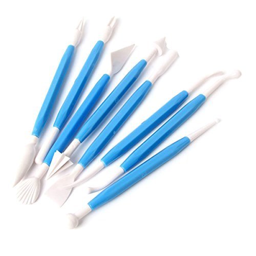 krioz Carving Modelling Sculpting Plastic Fondant Cake Flower Decorating Clay Sugarcraft -8 Double Sided Tools Set