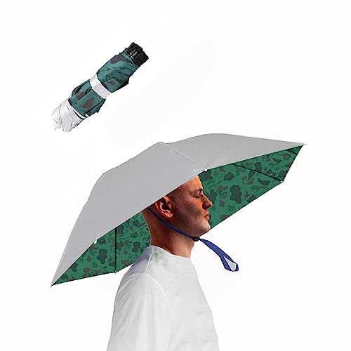 Hiwind Umbrella Hat Fishing Folding Sun Rain Hand Free Umbrella Gardening Folding Cap For Beach Fishing Golf Party Headwear(Camouflage #TOP3