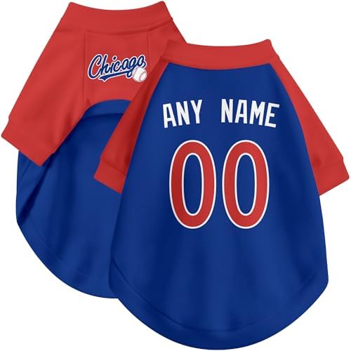 DALLASC Chicago C Dog Clothes Jersey Style Personalized Custom Pet T Shirt with Name and Number for Small Medium Large Dogs - 1