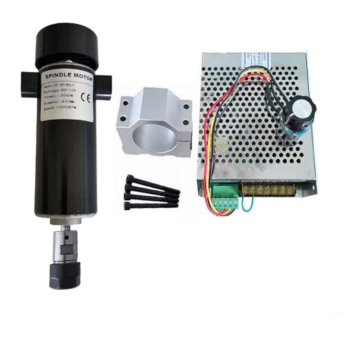XINHUANGDUO 500w CNC Spindle Motor Air Cooled Spindle ER16 Chuck high Speed Spindle Motor 12000RPM + 52mm Clamp with 4 pcs Screws + Power Supply Speed Governor mach 3 for PCB Engraving Dc Motor