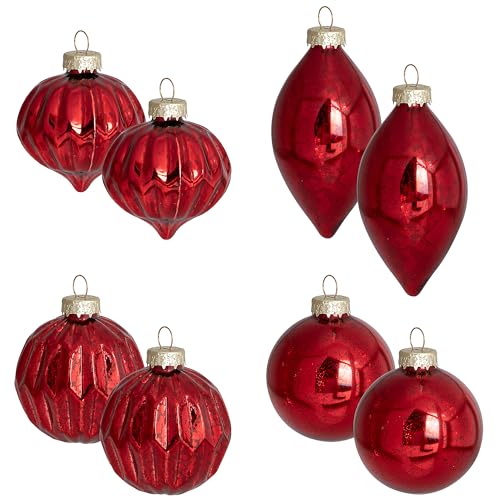 Juego de 8 adornos de Navidad de cristal de mercurio, bolas colgantes para árboles de Navidad, decoraciones de Navidad, adornos de bolas a granel para decoración navideña
