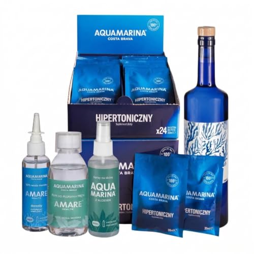 DISTROFARMA Zestaw 5 Produktów | Spray do Nosa + Płyn do Płukania + Aloe Mar + Woda Morska 24 Saszetki + Butelka Szklana 750 ml | Naturalna Pielęgnacja
