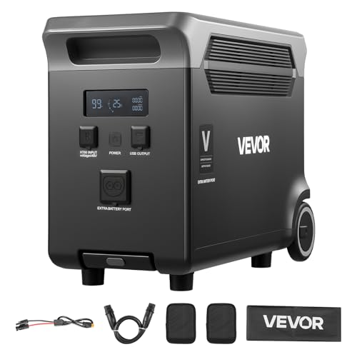 VEVOR Extra Battery for Portable Power Station, 3840Wh LiFePO4 Extra Expansion Battery with 3 Output Ports for Home Use, Outdoor Camping, Road Trips, RVs, Emergencies