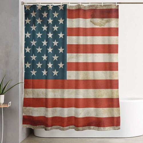 FZQVSLCM Vintage American USA Flag Shower Curtain Waterproof Thick Heavy