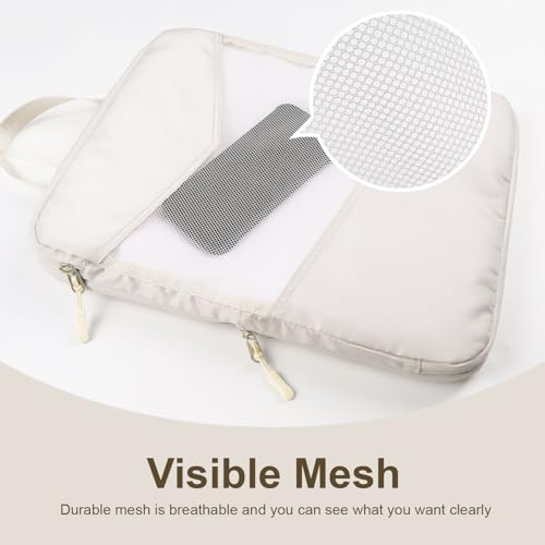 10 Set Compression Packing Cubes for Travel, Suitcase Organizer Bags Set for Travel Accessories, Lightweight Essentials, Beige4