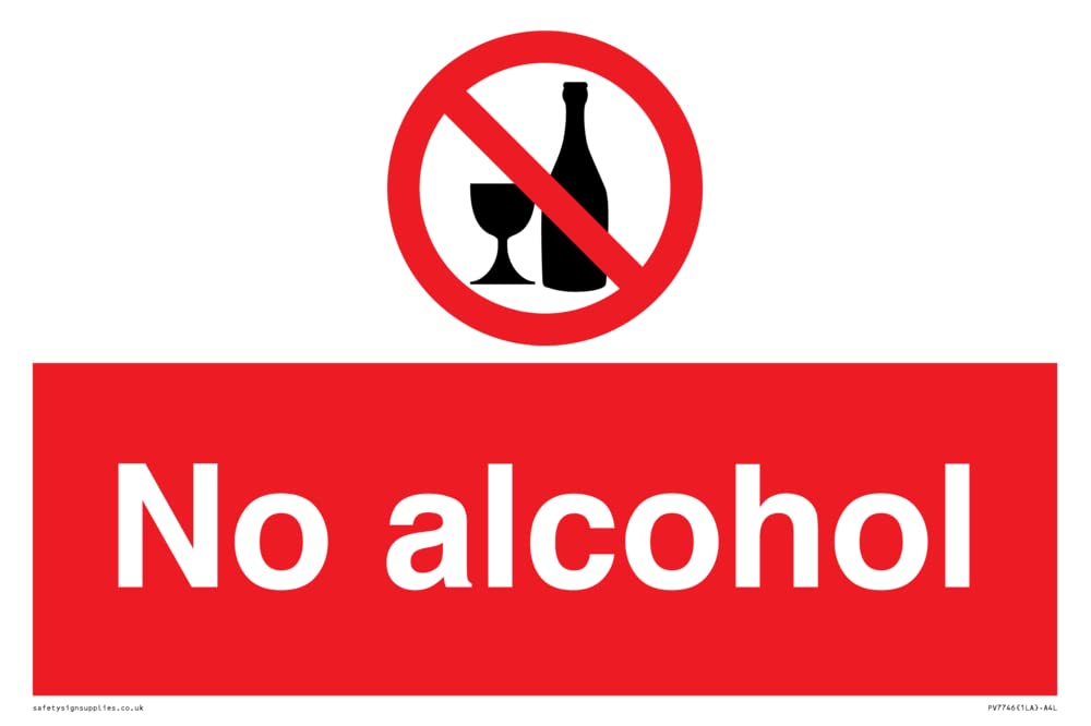 Viking Signs No alcohol Sign - 300x200mm - A4L,Red/White
