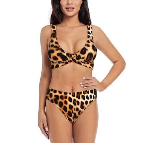 Maillot de bain léopard 2 pièces pour sculpter le ventre avec un bikini
