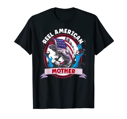 Carrete American Mother Patriotic Fishing Bandera de Estados Unidos Pescador Camiseta