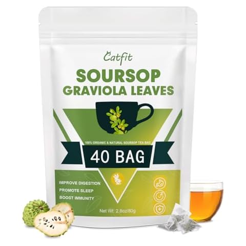 Soursop Graviola Leaf Tea Bags, 100% Natural Soursop Leaves for Improve Digestion, Support Healthy Skin & Sleep, Rich in Potent Anti-Oxidants, Non-GMO, Caffeine-free, 40 Tea Bags Cover