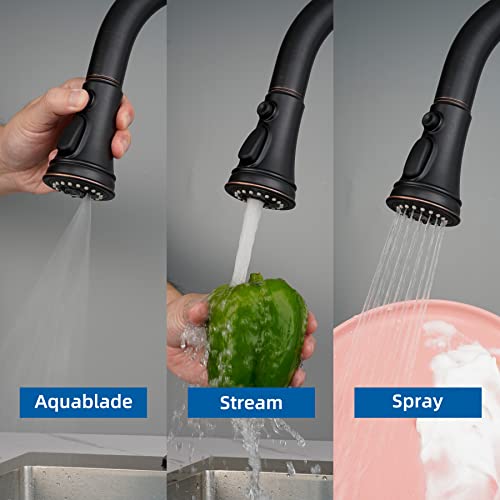Hibbent Kitchen Faucet Head Replacement, Pull Down Faucet Spray Head, 3 Function Faucet Sprayer Nozzle, 10 Adapters Compatible With Moen, American Standard, Delta, Kohler Faucets, Oil-Rubbed Bronze #TOP2