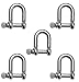 5 Pieces Stainless Steel 316 D Shackle 5/32" (4mm) Marine Grade Dee