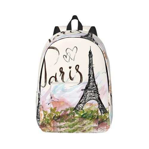 Sac à dos de voyage imprimé Tour Eiffel ergonomique pour soulager le dos des femmes