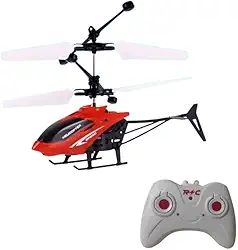 Mini Helicóptero RC Recarregável com Controle Remoto para Crianças,Helicóptero Resistente a Quedas (Vermelho)