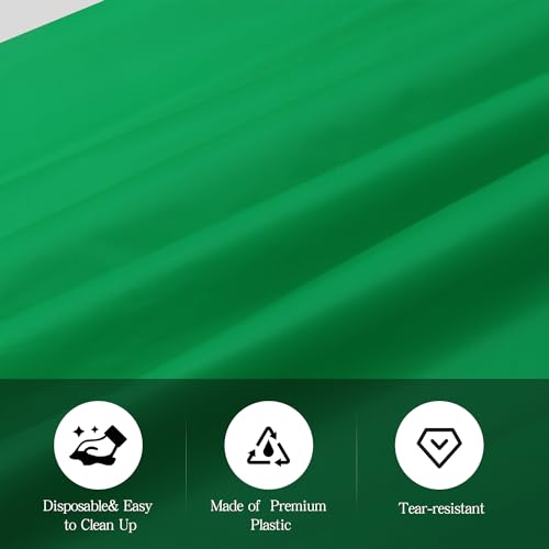 Image of tujol Green 6 Pack Plastic Table Cloth 54 inch x 108 inch, Disposable Tablecloths Rectangle Table Cover, Plastic Tablecloth for Parties