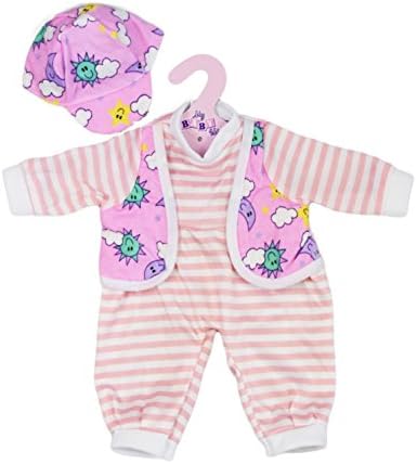 The Magic Toy Shop Bibi Doll - Set of 6 Dolls Clothes Outfits for 12 to 16 Inch New Born Baby Dolls - Rompers Pink Dress Bathrobe (Design 1)