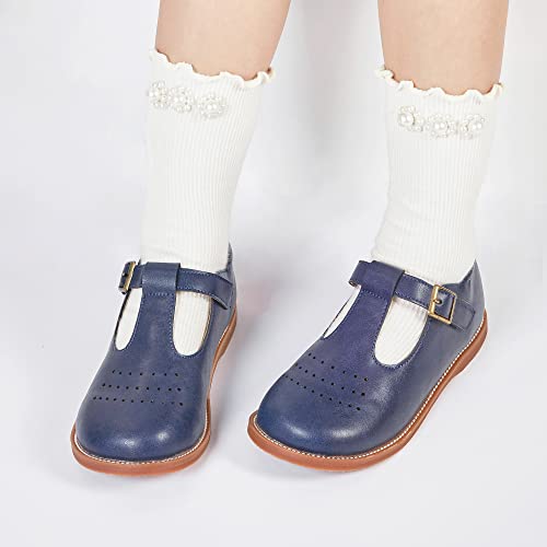 Image of Kiderence Toddler Girl Mary Jane School Uniform Dress Shoes Oxford Flats | Wide Toe Box Great Comfort for Student Shoe and Flower Girl Shoe for Wedding, Parties, Church