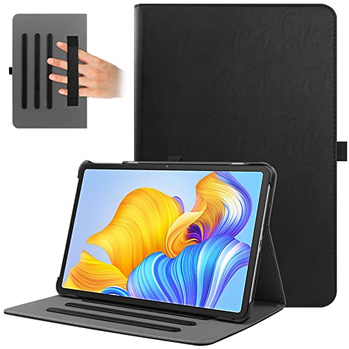 HGWALP Honor Pad 8 Tablet 12 Zoll Hülle,Multi-Viewing Angels PU Leder Stand Folio Hülle mit Handschlaufe für Honor Pad 8 Tablet 2022-Black