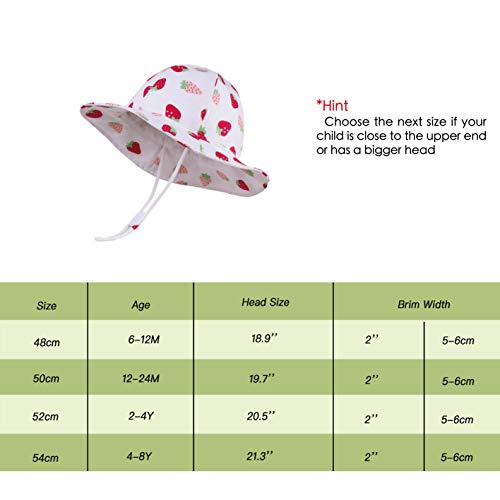 Image of LANGZHEN Sun Protection Hat for Kids Toddler Boys Girls Wide Brim Summer Play Hat Cotton Baby Bucket Hat with Chin Strap