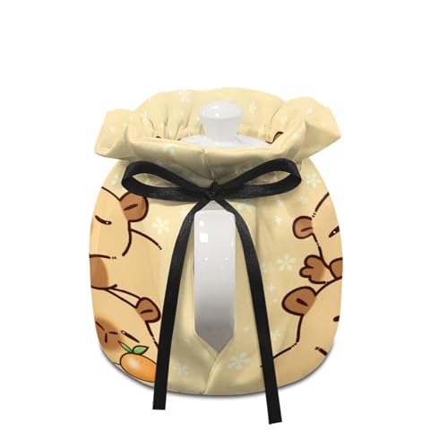 Image of Capybara Orange Print Tea Cozy for Teapot Dust Proof Insulated Teapot Cover Keep Tea Warm Home Kitchen Table Decorative Accessories Tea Pot Cozy Cover with Drawstring Breakfast Warmer