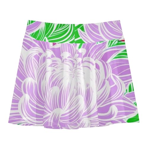 Skirts with Shorts Purple Chrysanthemum Flowers Athletic Shorts for Girls Skorts Cartoon Little Girl 4t2
