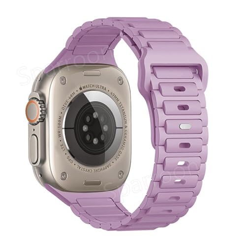 Bracelet iWatch silicone violet clair 42/44/45/46/49 mm anti-irritation avec étui