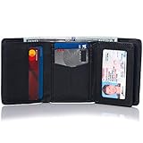 Alpine Swiss RFID Mens Theo Trifold Wallet Deluxe Capacity With Divided Bill Section Camden Collection Soft Nappa Black