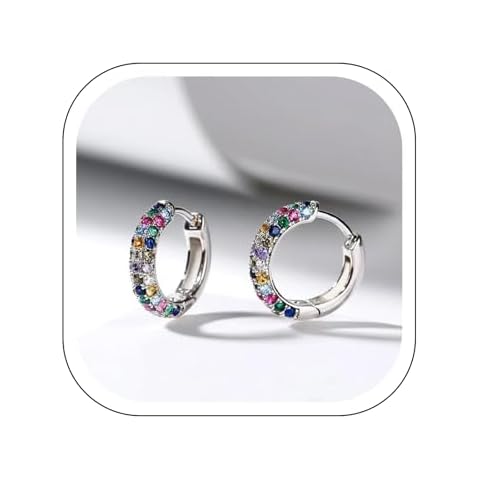 Hoop Earrings for Women 925 Sterling Silver Earrings, Colorful Heart Hoops Feather Hoop Cross Hoop Small Hoop Earrings Hypoallergenic Hoop Earrings Cover