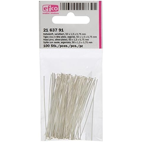 Efco 2163791 Head pins 50 x 1,5 x 0,75 mm 100 pcs. silver-plated, Metal, 3 x 3 x 2 cm Cover