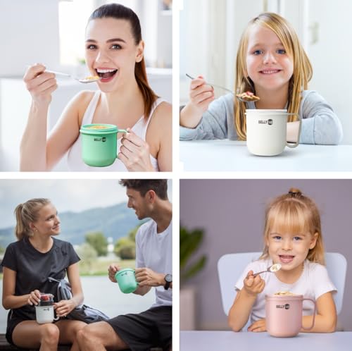 BELLYCUP Gobelet à céreales ou Gobelet à Muesli - sans BPA - Votre gobelet à muesli pratique pour les déplacements - couleur grise, rose ou bleue - Gobelet à céreales To Go