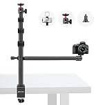 Victiv 14.5"-41.3" Adjustable Overhead Phone Mount, Aluminum Camera Mount with Overhead Boom Arm for iPhone, C-stand Desk Mounts with 2 Pieces 1/4" Ball Heads for Phone Camera Webcam Ring Light