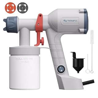 Fence Paint Sprayer, Tilswall Upgraded Ultra-Light Electric Paint Spray Gun with 2 Nozzles & 3 Patterns - Perfect for Fences, Sheds, Walls, Ceilings, Furniture, Cabinets, Garden, White