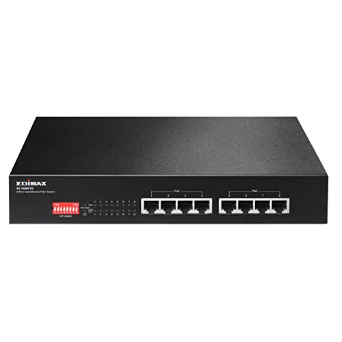 Edimax Long Range 8 Port 10/100Mbps PoE+ Switch, Supports Long Range Upto 200M, Port-Base VLAN QoS Auto-detect PD, Total 130W (ES-1008P V2)