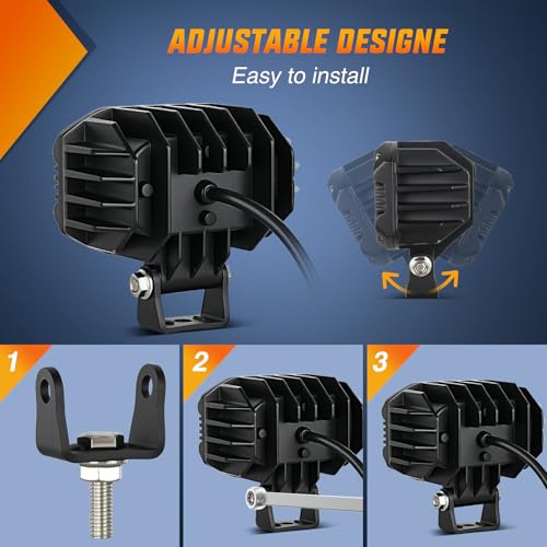 Image of Nilight LED Pod Light 24W 4 Inch 2PCS Yellow Flood Beam Driving Lights Pods IP67 Waterproof Auxiliary Offroad Lighting for Truck Tractor SUV ATV UTV Golf Cart Boat Motorcycle Dirt Bike